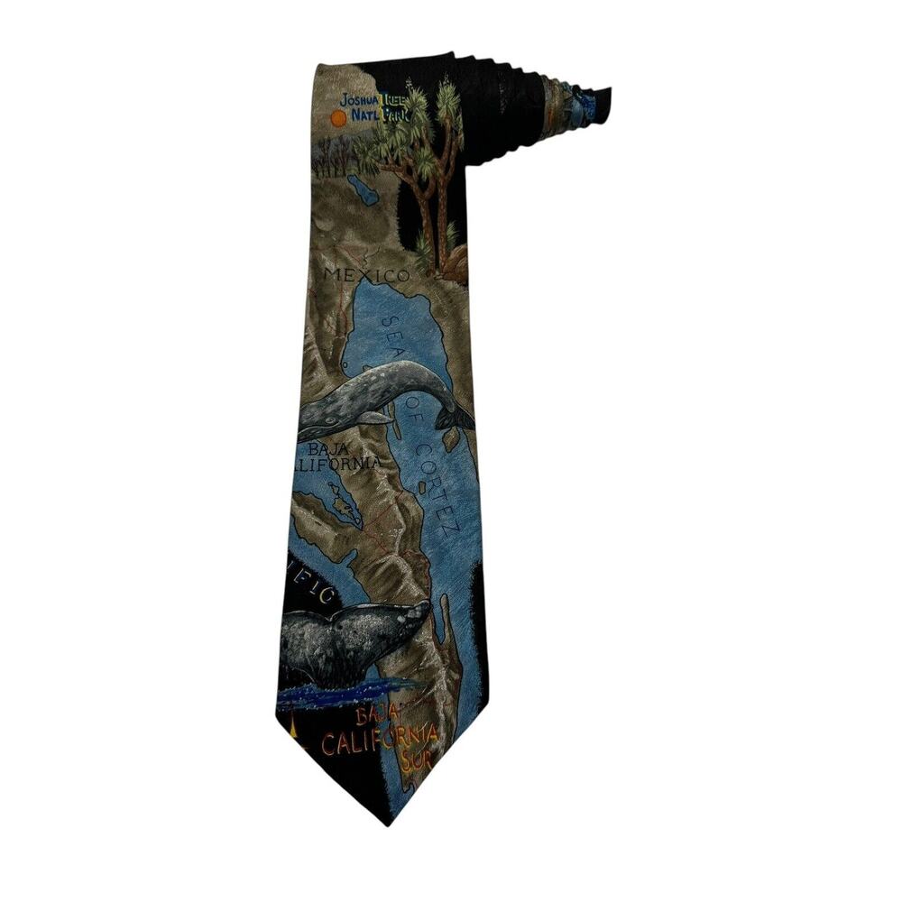 Endangered Species Baja Coast California Joshua Tree Park Vintage Necktie Silk